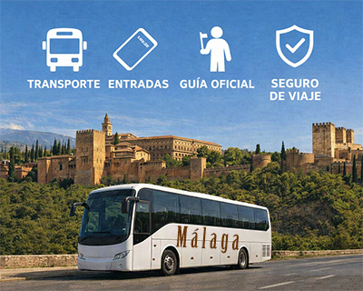 visitar Granada desde Málaga con transporte y entradas a la Alhambra incluidas, tours, excursion ida y vuelta en el mismo dia, day trip 1 día. Especial grupos. Costa del sol, Marbella, Fuengirola, Estepona, Torremolinos, Mijas, Benalmádena