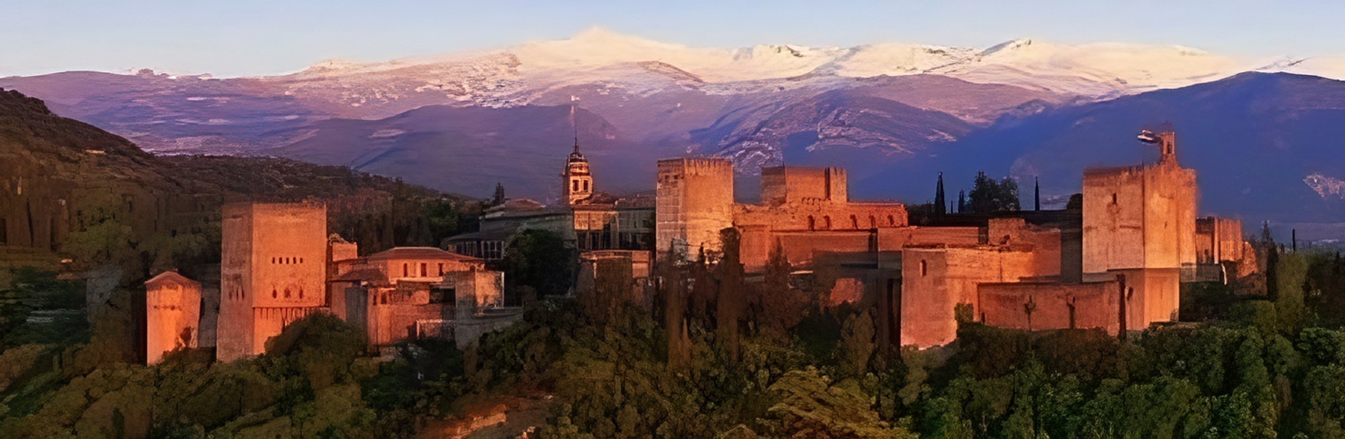 panorámica al atardecer de la Alhambra. Agente autorizado oficial en la venta de entradas, tickets, tours, visitas y grupos